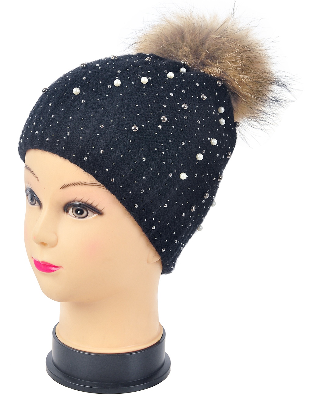 pearl pom pom hat