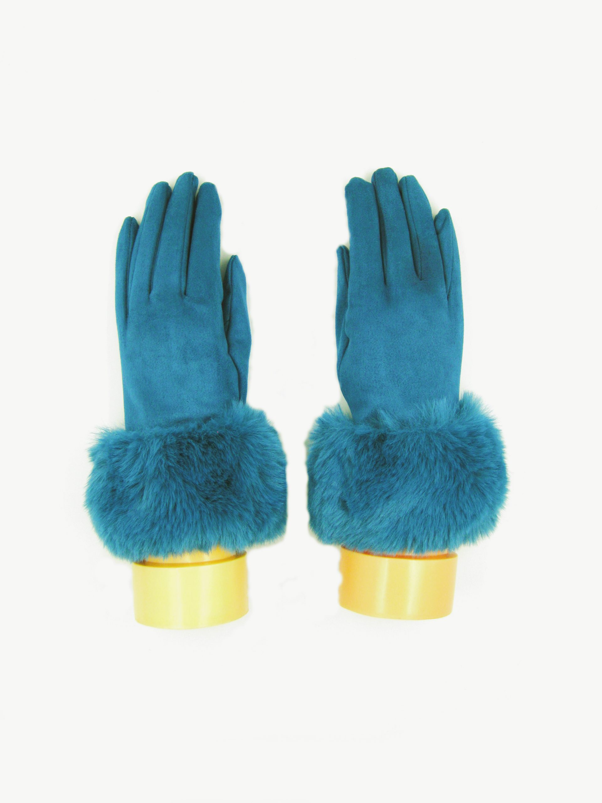 Wholesale Gloves Beige Fur Trim Winter Gloves for Women