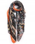 Exotic Flowers Leaves Print Scarf